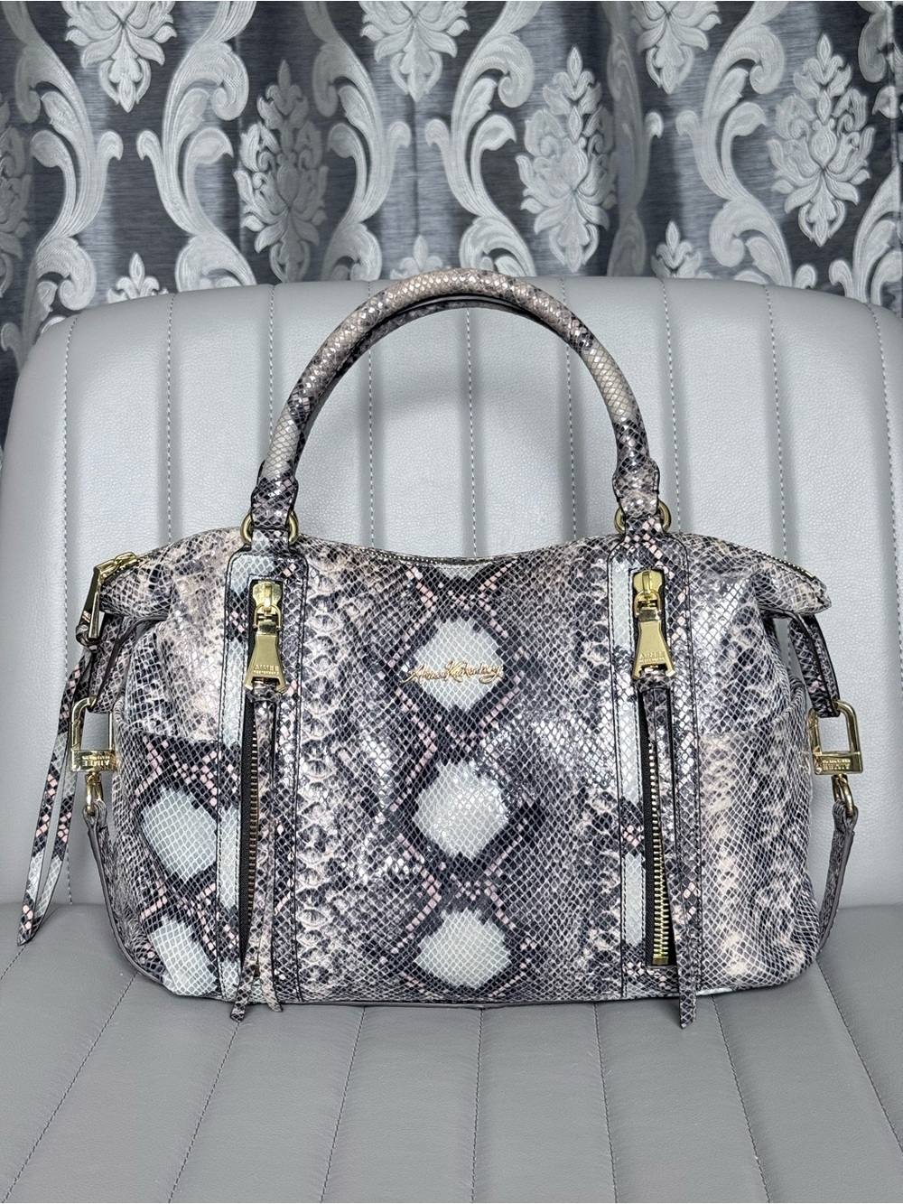 Aimee Kestenberg Jaylin Python Satchel Blue Snake Leather Shoulder Bag